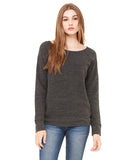 Bella + Canvas-7501-Ladies Sponge Fleece Wide Neck Sweatshirt-CHAR BLK TRIBLND