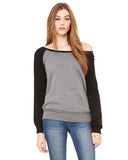 Bella + Canvas-7501-Ladies Sponge Fleece Wide Neck Sweatshirt-DEEP HTHR/ BLACK