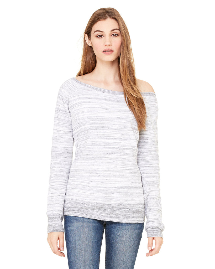 Bella + Canvas-7501-Ladies Sponge Fleece Wide Neck Sweatshirt-LT GREY MARBLE