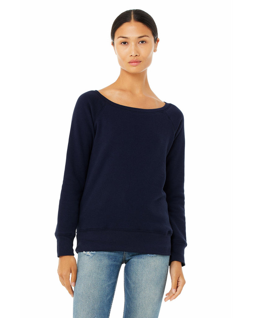 Bella + Canvas-7501-Ladies Sponge Fleece Wide Neck Sweatshirt-NAVY