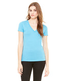 Bella + Canvas-8435-Ladies Triblend Short-Sleeve Deep V-Neck T-Shirt-AQUA TRIBLEND