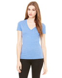 Bella + Canvas-8435-Ladies Triblend Short-Sleeve Deep V-Neck T-Shirt-BLUE TRIBLEND