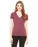 Bella + Canvas-8435-Ladies Triblend Short-Sleeve Deep V-Neck T-Shirt-MAROON TRIBLEND
