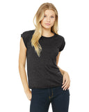Bella + Canvas-8804-Ladies Flowy Muscle T-Shirt with Rolled Cuff-DARK GRY HEATHER