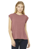 Bella + Canvas-8804-Ladies Flowy Muscle T-Shirt with Rolled Cuff-MAUVE