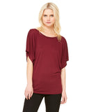 Bella + Canvas-8821-Ladies Flowy Draped Sleeve Dolman T-Shirt-MAROON