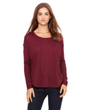 Bella + Canvas-8852-Ladies Flowy Long-Sleeve T-Shirt with 2x1 Sleeves-MAROON