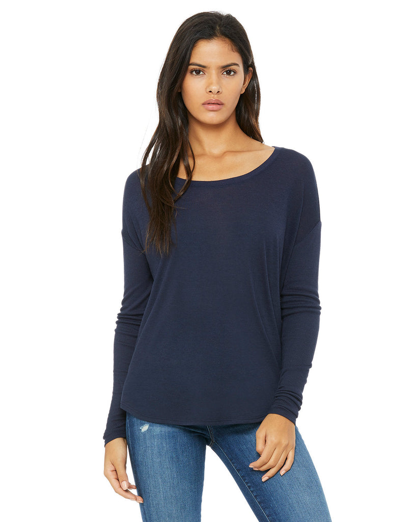 Bella + Canvas-8852-Ladies Flowy Long-Sleeve T-Shirt with 2x1 Sleeves-MIDNIGHT