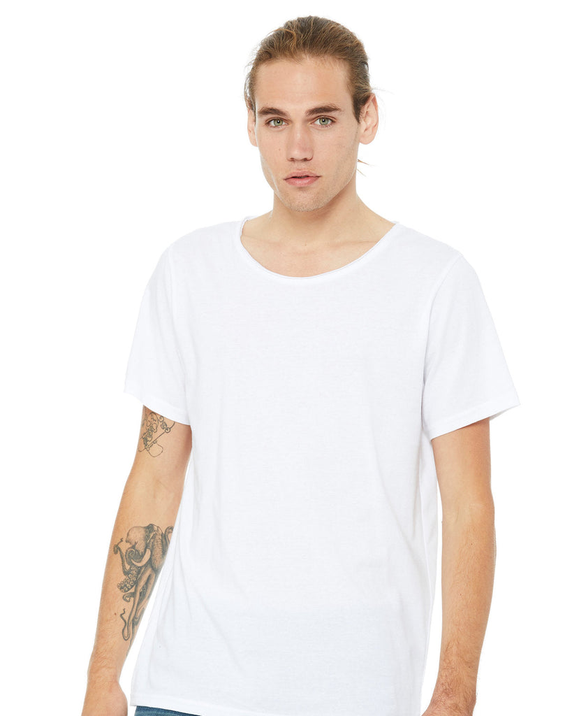 Bella + Canvas-B3014-Mens Jersey Raw Neck T-Shirt-WHITE
