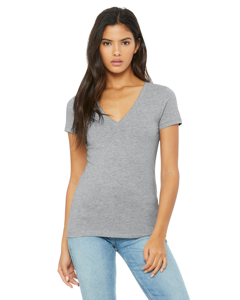 Bella + Canvas-B6035-Ladies Jersey Short-Sleeve Deep V-Neck T-Shirt-ATHLETIC HEATHER