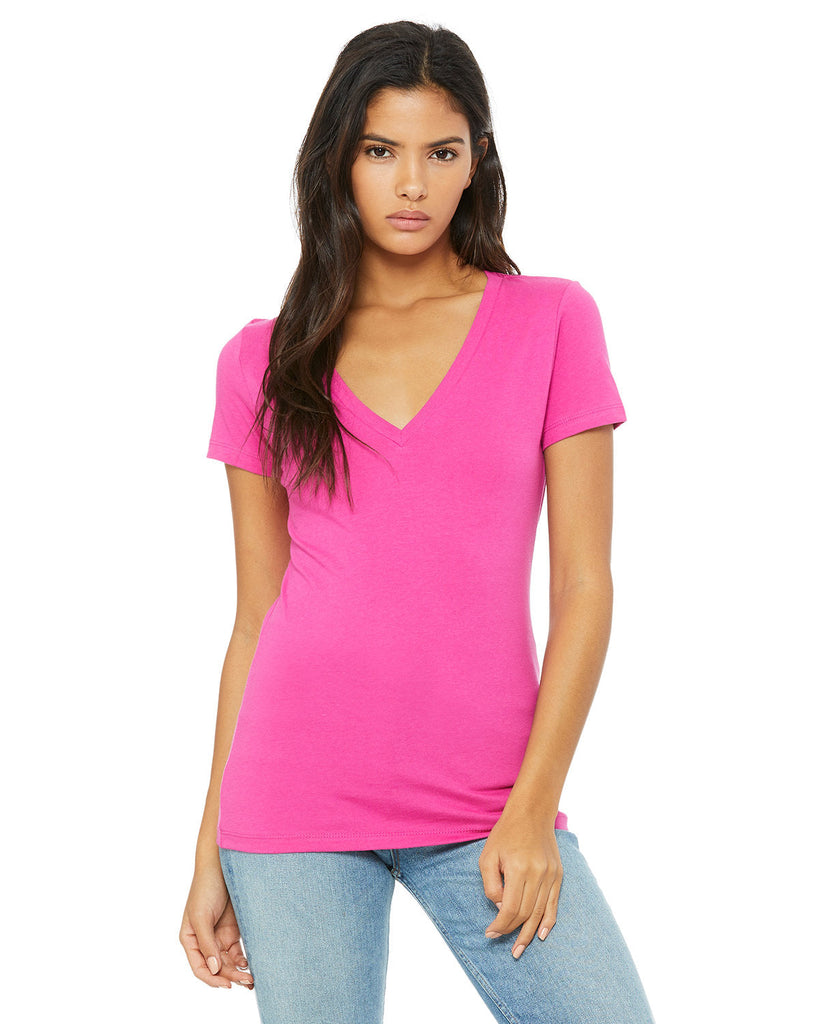 Bella + Canvas-B6035-Ladies Jersey Short-Sleeve Deep V-Neck T-Shirt-BERRY