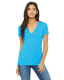 Bella + Canvas-B6035-Ladies Jersey Short-Sleeve Deep V-Neck T-Shirt-NEON BLUE