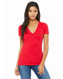 Bella + Canvas-B6035-Ladies Jersey Short-Sleeve Deep V-Neck T-Shirt-RED