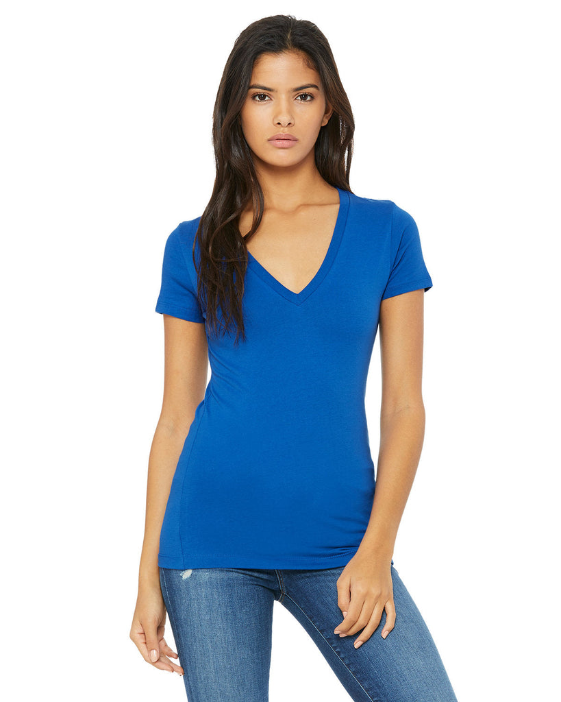 Bella + Canvas-B6035-Ladies Jersey Short-Sleeve Deep V-Neck T-Shirt-TRUE ROYAL
