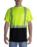 Berne-HVK017-Unisex Hi-Vis Class 2 Color Blocked Pocket T-Shirt-HI VIS YELLOW