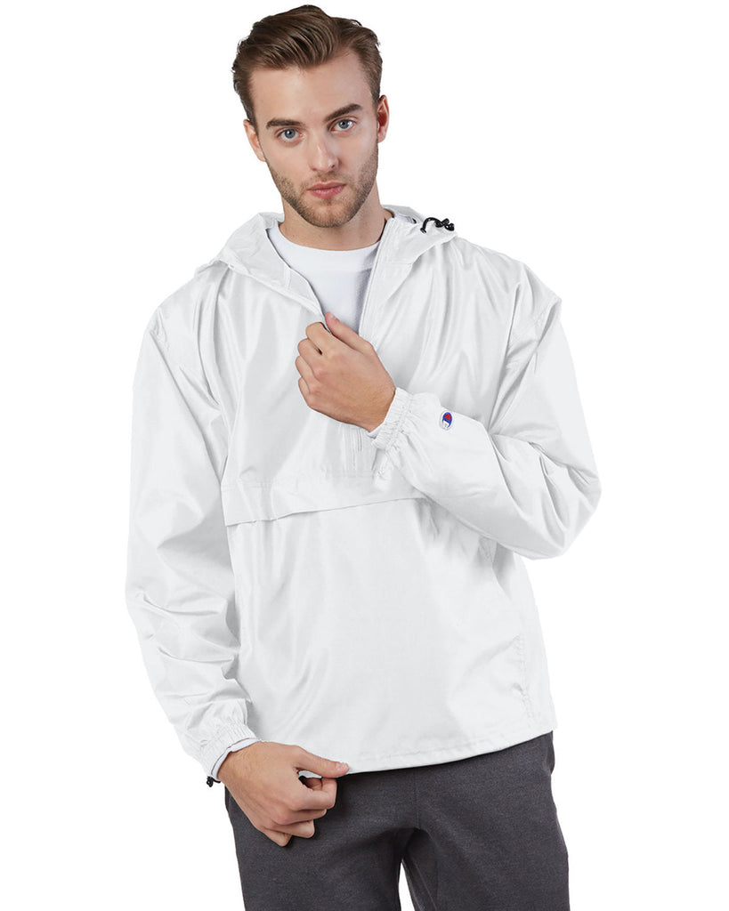 Champion-CO200-Adult Packable Anorak 1/4 Zip Jacket-WHITE