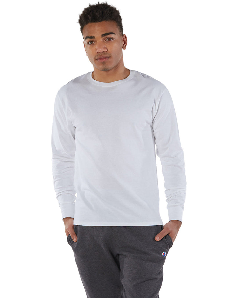 Champion-CP15-Adult Long-Sleeve Ringspun T-Shirt-WHITE