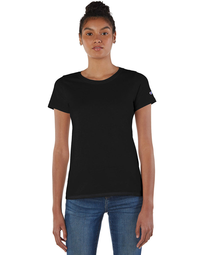 Champion-CP20-Ladies Ringspun Cotton T-Shirt-BLACK