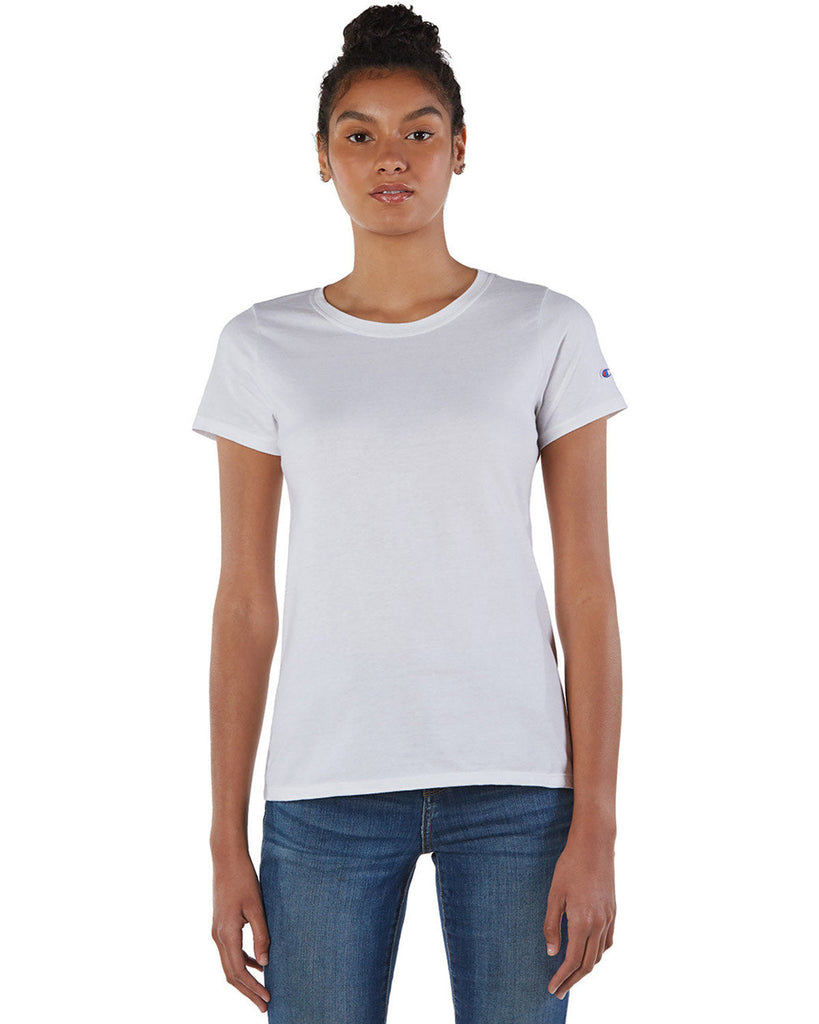 Champion-CP20-Ladies Ringspun Cotton T-Shirt-WHITE