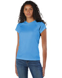 Champion-CW23-Ladies 4.1 oz. Double Dry V-Neck T-Shirt-LIGHT BLUE