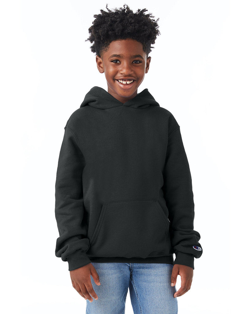 Champion-S790-Youth Powerblend Pullover Hooded Sweatshirt-BLACK