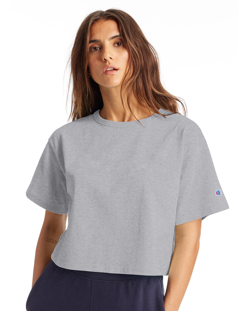 Champion-T453W-Ladies Cropped Heritage T-Shirt-OXFORD GRAY
