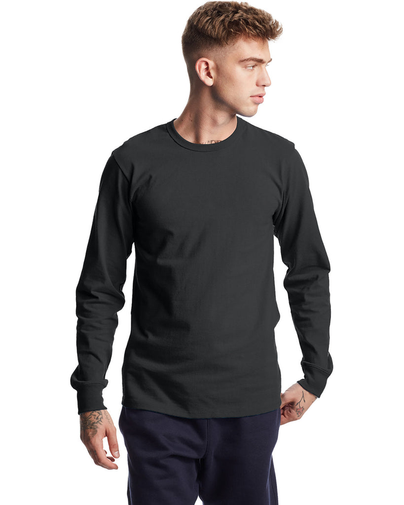 Champion-T453-Unisex Heritage Long-Sleeve T-Shirt-BLACK