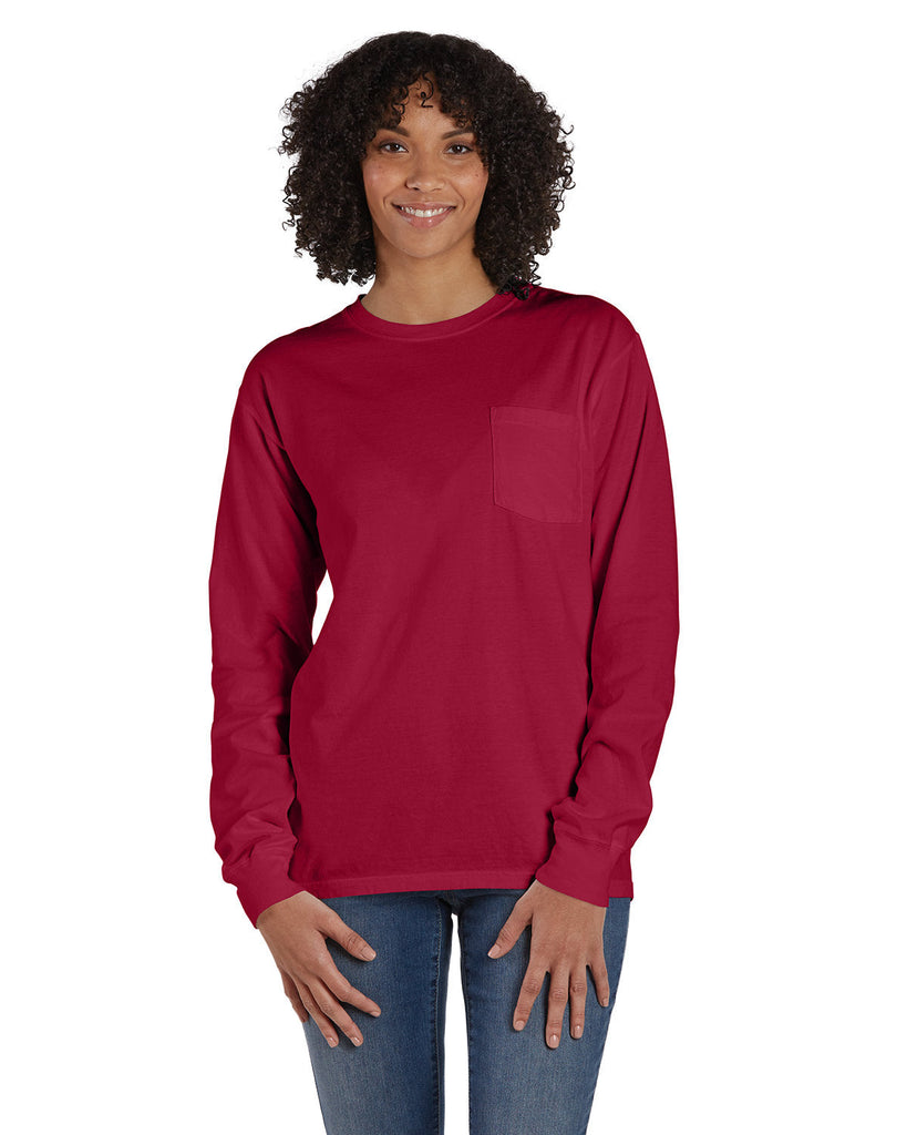 ComfortWash by Hanes-GDH250-Unisex Garment-Dyed Long-Sleeve T-Shirt with Pocket-CRIMSON FALL