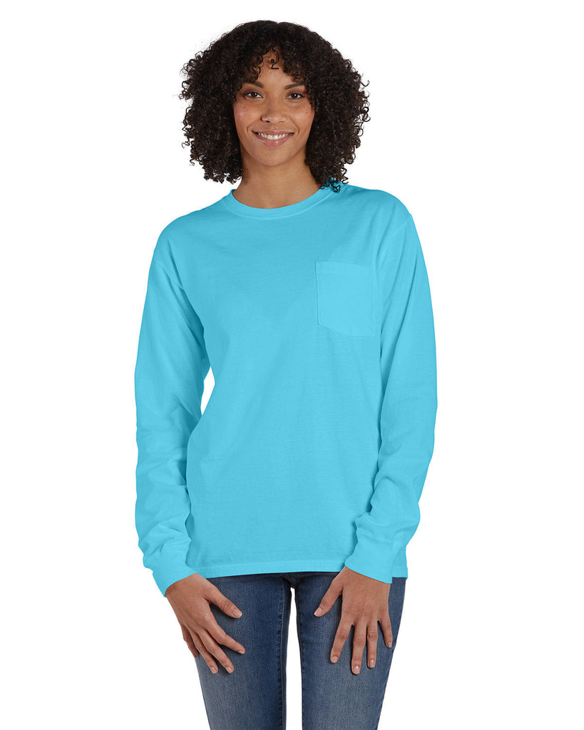 ComfortWash by Hanes-GDH250-Unisex Garment-Dyed Long-Sleeve T-Shirt with Pocket-FRESHWATER