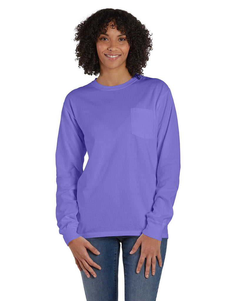 ComfortWash by Hanes-GDH250-Unisex Garment-Dyed Long-Sleeve T-Shirt with Pocket-LAVENDER