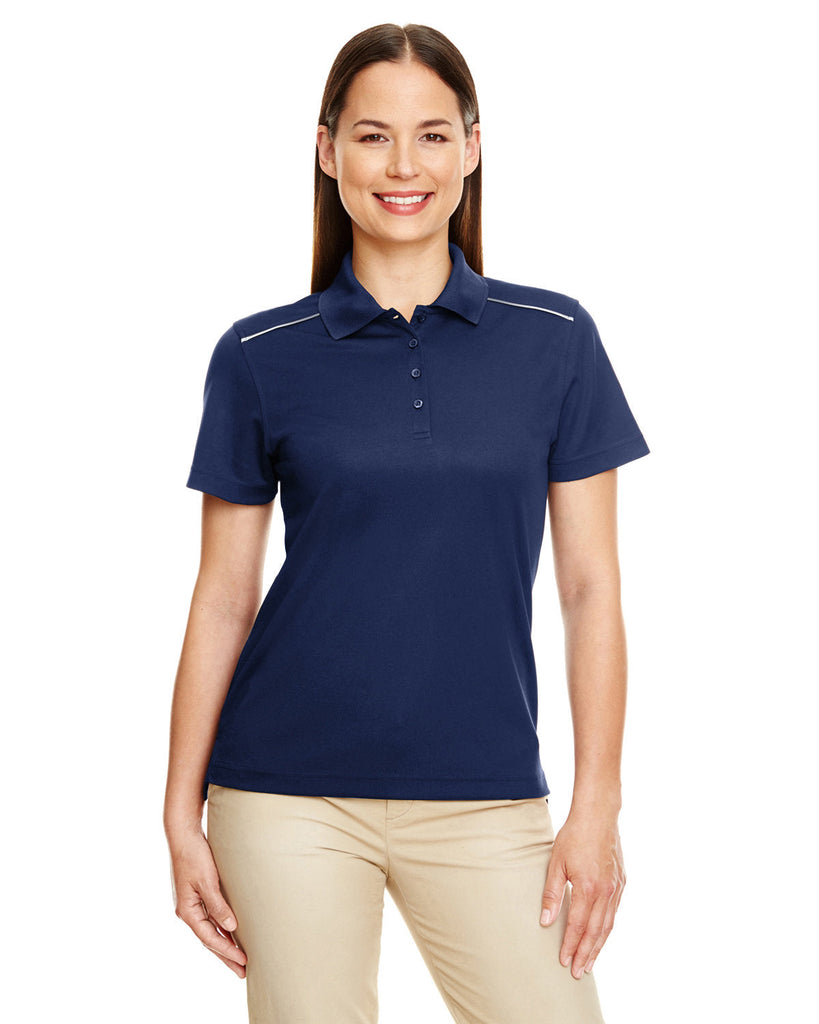 Core 365-78181R-Ladies Radiant Performance Piqué Polo with Reflective Piping-CLASSIC NAVY