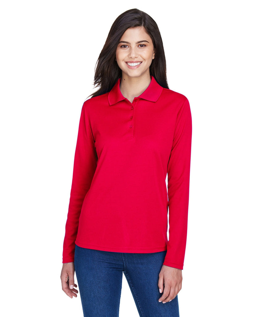 Core 365-78192-Ladies Pinnacle Performance Long-Sleeve Piqué Polo-CLASSIC RED