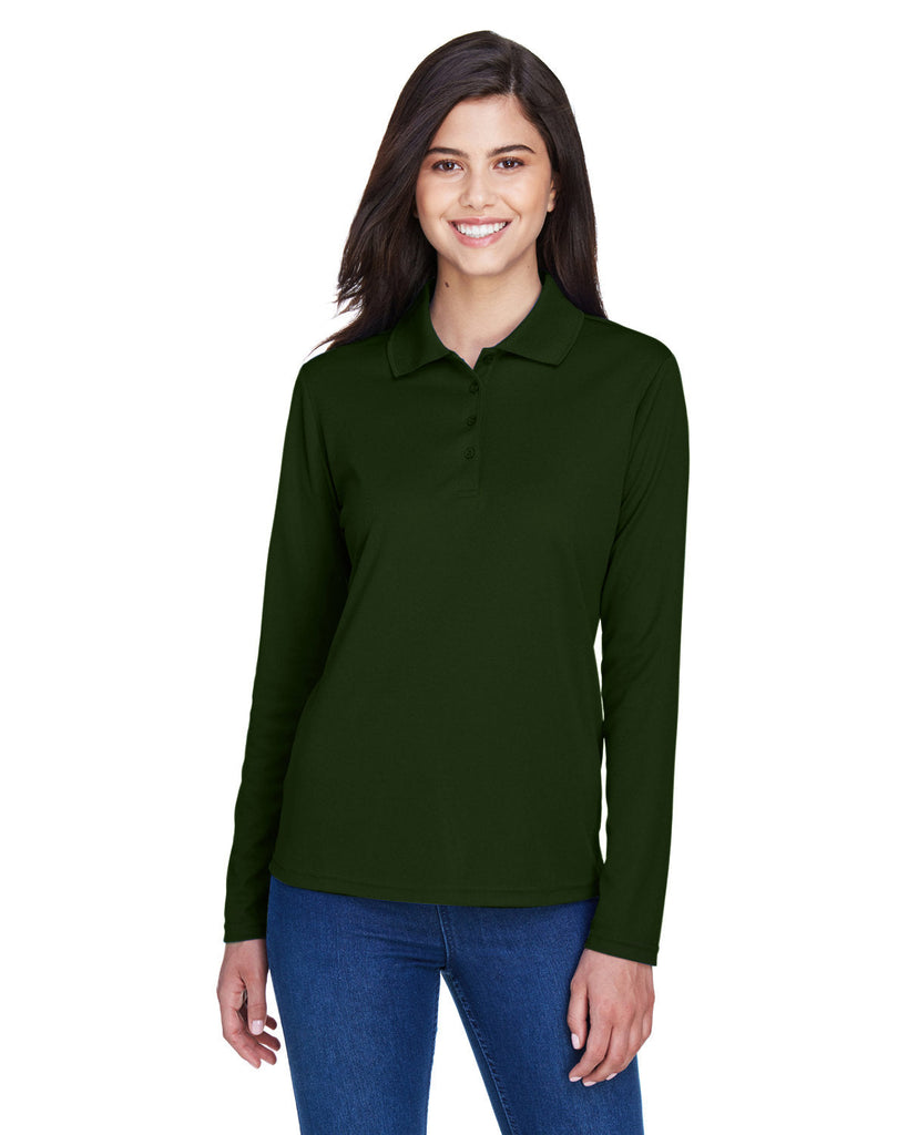 Core 365-78192-Ladies Pinnacle Performance Long-Sleeve Piqué Polo-FOREST