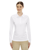 Core 365-78192-Ladies Pinnacle Performance Long-Sleeve Piqué Polo-WHITE