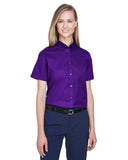 Core 365-78194-Ladies Optimum Short-Sleeve Twill Shirt-CAMPUS PURPLE