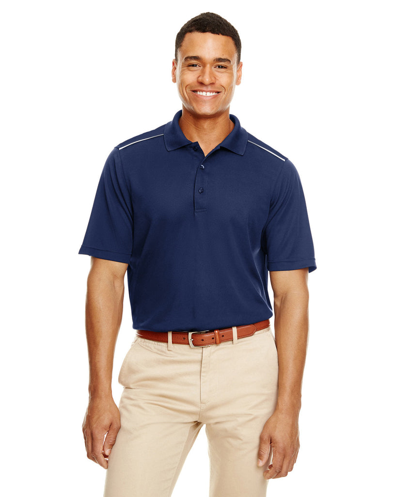 Core 365-88181R-Mens Radiant Performance Piqué Polo with Reflective Piping-CLASSIC NAVY