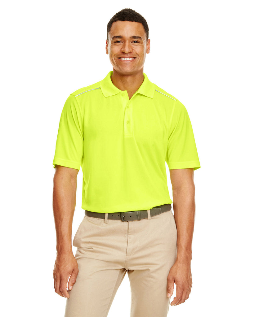 Core 365-88181R-Mens Radiant Performance Piqué Polo with Reflective Piping-SAFETY YELLOW
