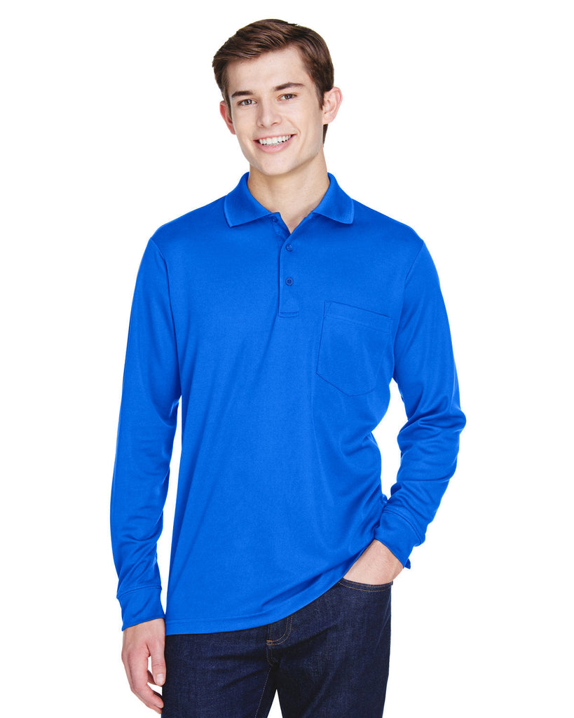 Core 365-88192P-Adult Pinnacle Performance Long-Sleeve Piqué Polo with Pocket-TRUE ROYAL