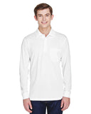 Core 365-88192P-Adult Pinnacle Performance Long-Sleeve Piqué Polo with Pocket-WHITE