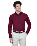 Core 365-88193-Mens Operate Long-Sleeve Twill Shirt-BURGUNDY