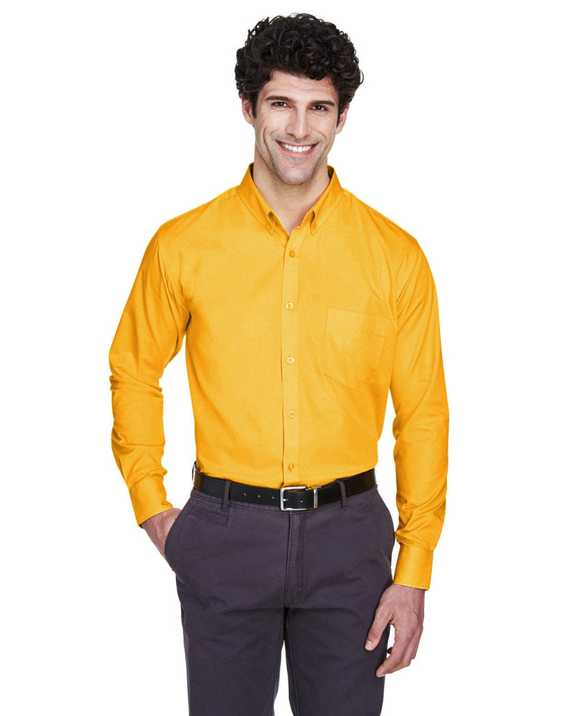 Core 365-88193-Mens Operate Long-Sleeve Twill Shirt-CAMPUS GOLD