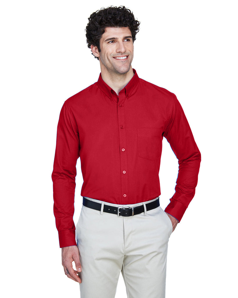 Core 365-88193-Mens Operate Long-Sleeve Twill Shirt-CLASSIC RED