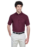 Core 365-88194-Mens Optimum Short-Sleeve Twill Shirt-BURGUNDY
