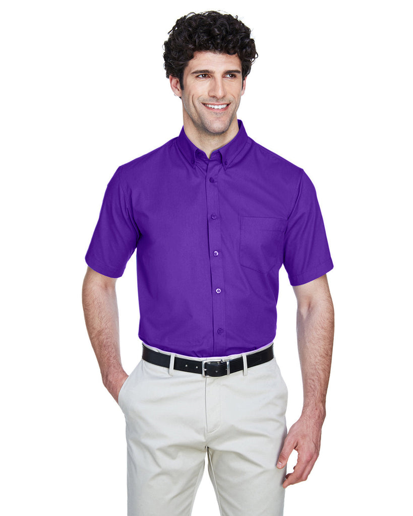 Core 365-88194-Mens Optimum Short-Sleeve Twill Shirt-CAMPUS PURPLE