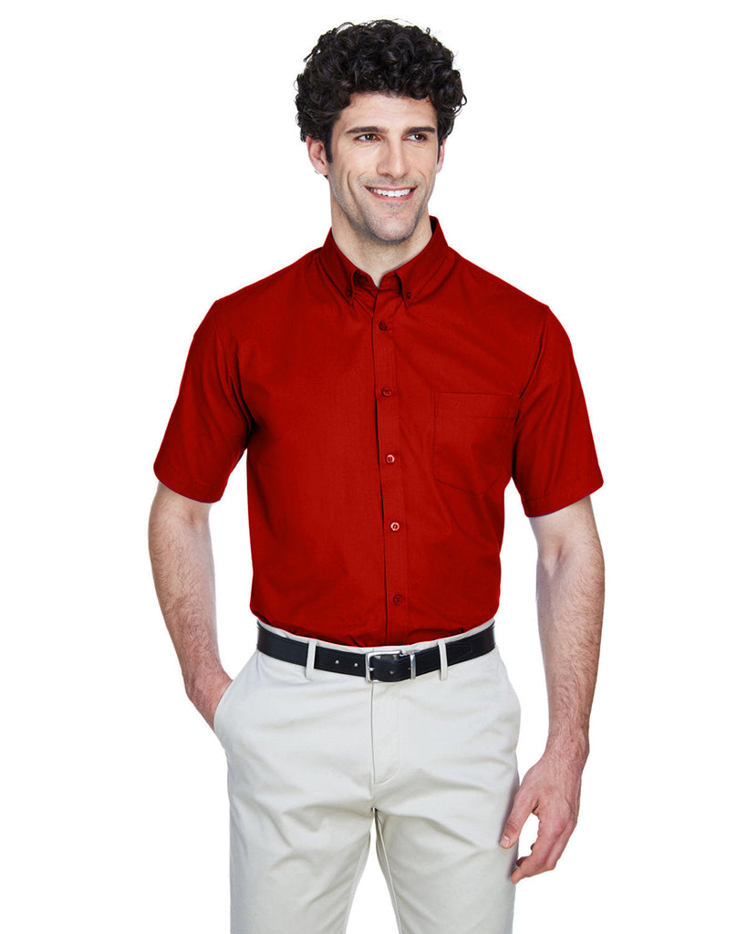 Core 365-88194-Mens Optimum Short-Sleeve Twill Shirt-CLASSIC RED