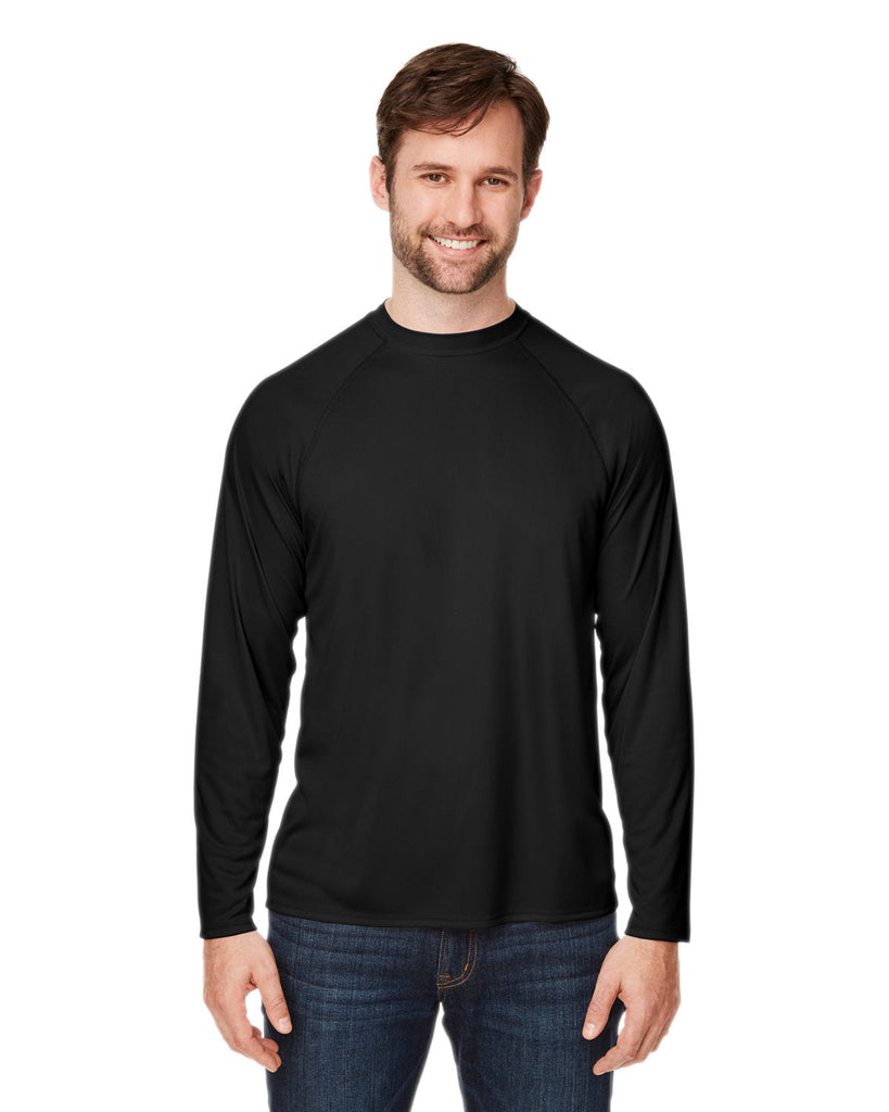 Core 365-CE110-Unisex Ultra UVP Long-Sleeve Raglan T-Shirt-BLACK