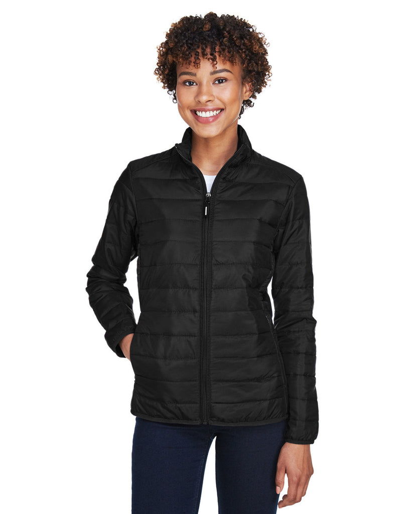 Core 365-CE700W-Ladies Prevail Packable Puffer Jacket-BLACK