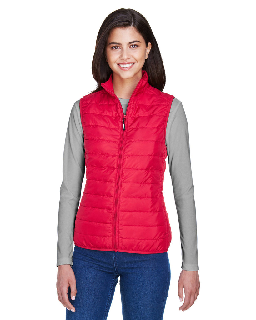 Core 365-CE702W-Ladies Prevail Packable Puffer Vest-CLASSIC RED
