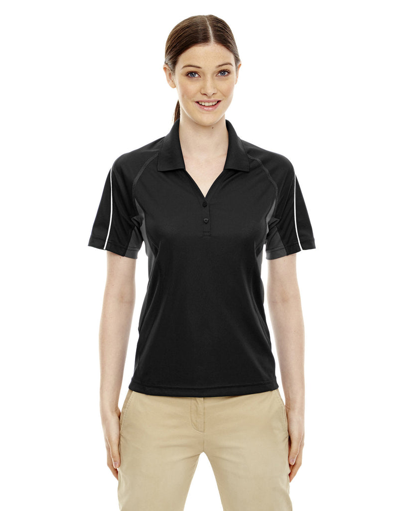Extreme-75110-Ladies Eperformance Parallel Snag Protection Polo with Piping-BLACK