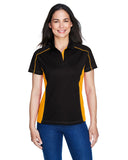 Extreme-75113-Ladies Eperformance Fuse Snag Protection Plus Colorblock Polo-BLK/ CMPS GOLD